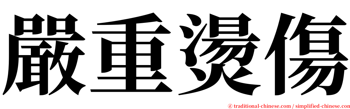 嚴重燙傷 serif font