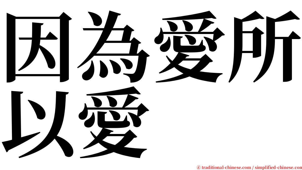 因為愛所以愛 serif font