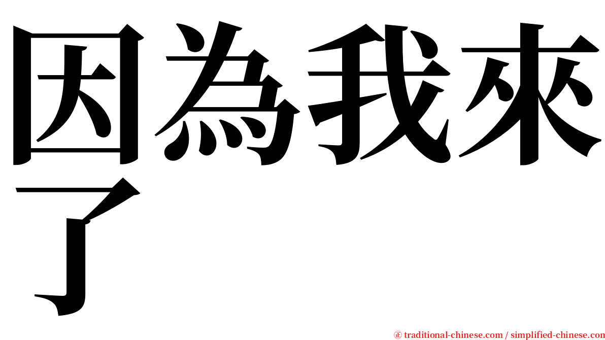 因為我來了 serif font