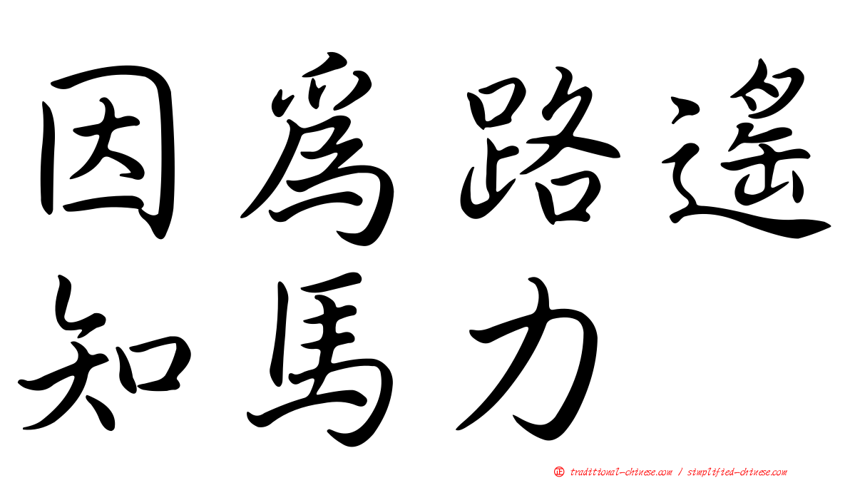 因為路遙知馬力
