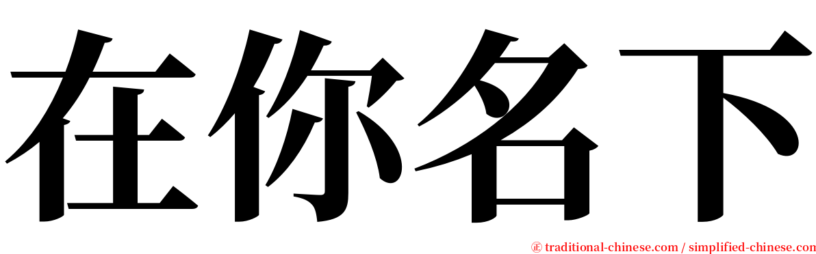 在你名下 serif font