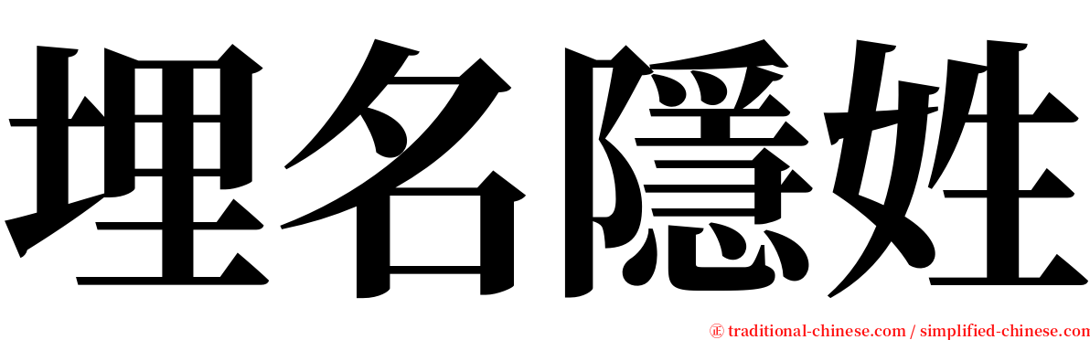 埋名隱姓 serif font