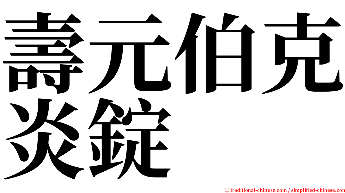 壽元伯克炎錠 serif font