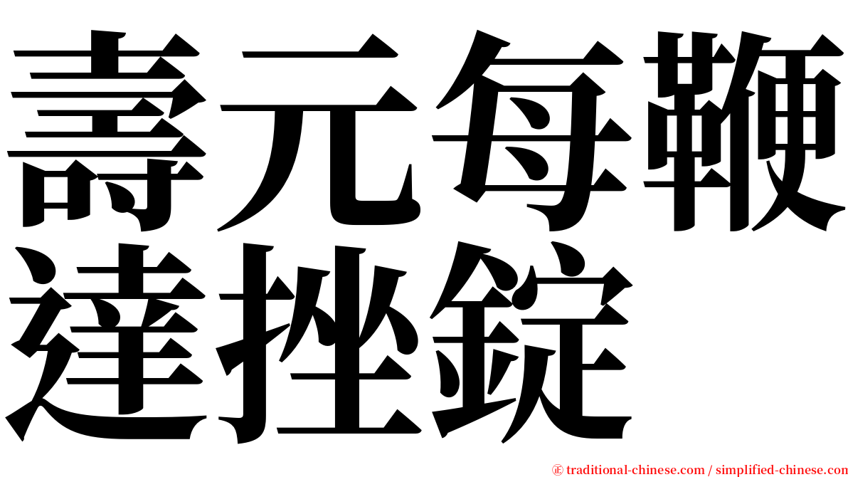 壽元每鞭達挫錠 serif font