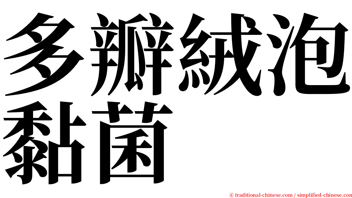 多瓣絨泡黏菌 serif font