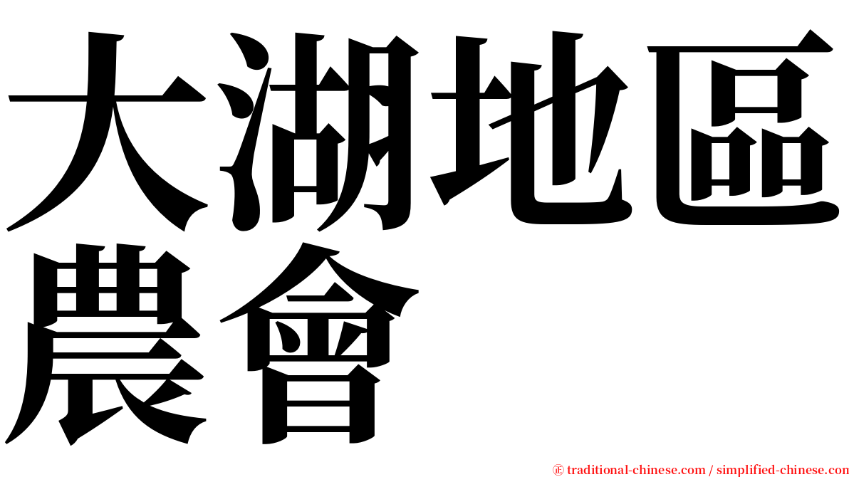 大湖地區農會 serif font