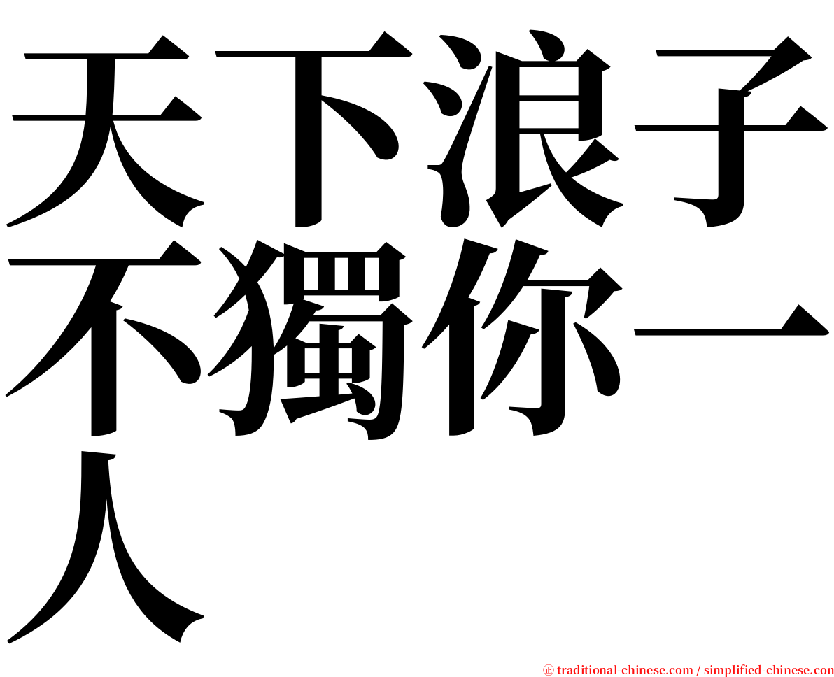 天下浪子不獨你一人 serif font