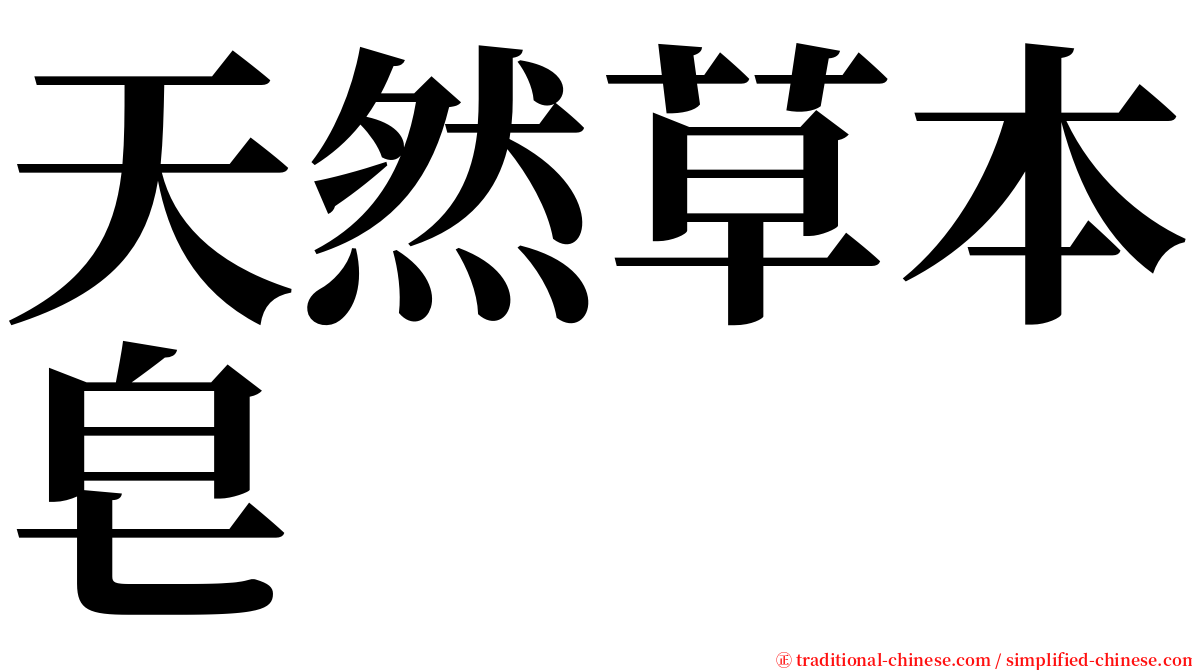 天然草本皂 serif font