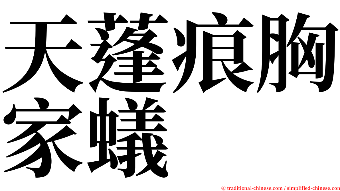 天蓬痕胸家蟻 serif font