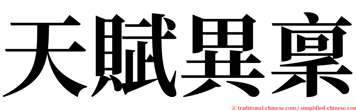 天賦異稟 serif font