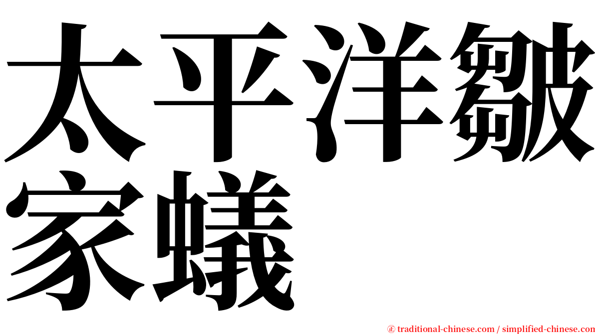 太平洋皺家蟻 serif font