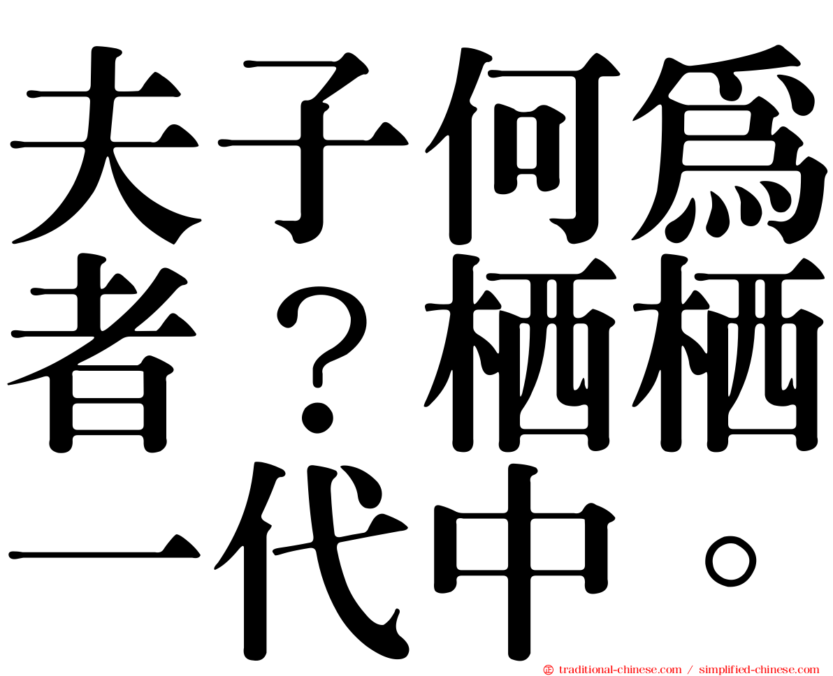 夫子何為者？栖栖一代中。