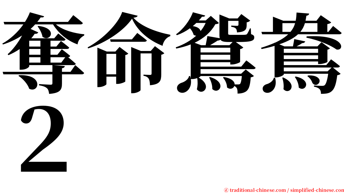 奪命鴛鴦２ serif font