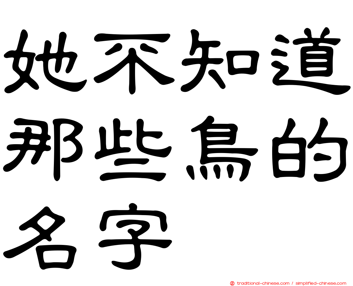 她不知道那些鳥的名字