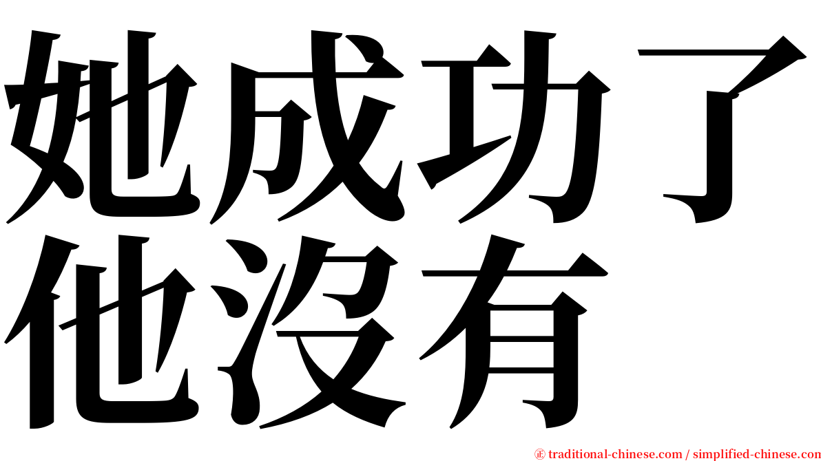 她成功了他沒有 serif font