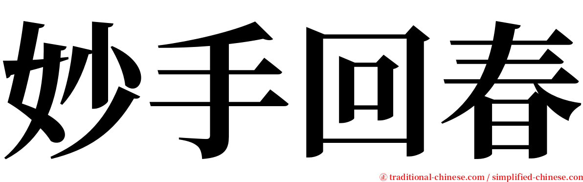 妙手回春 serif font