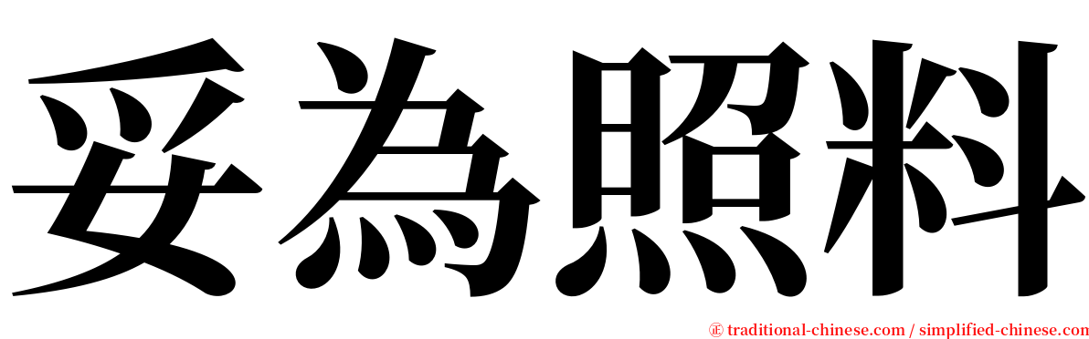 妥為照料 serif font