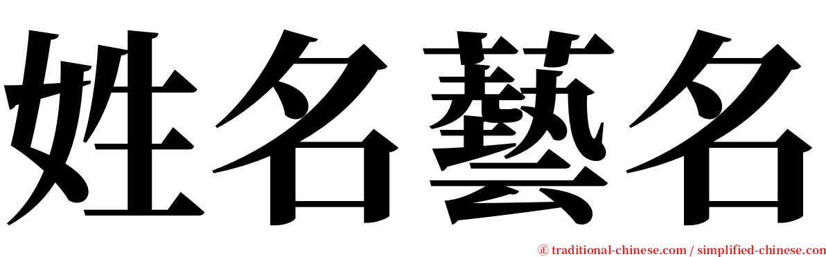 姓名藝名 serif font