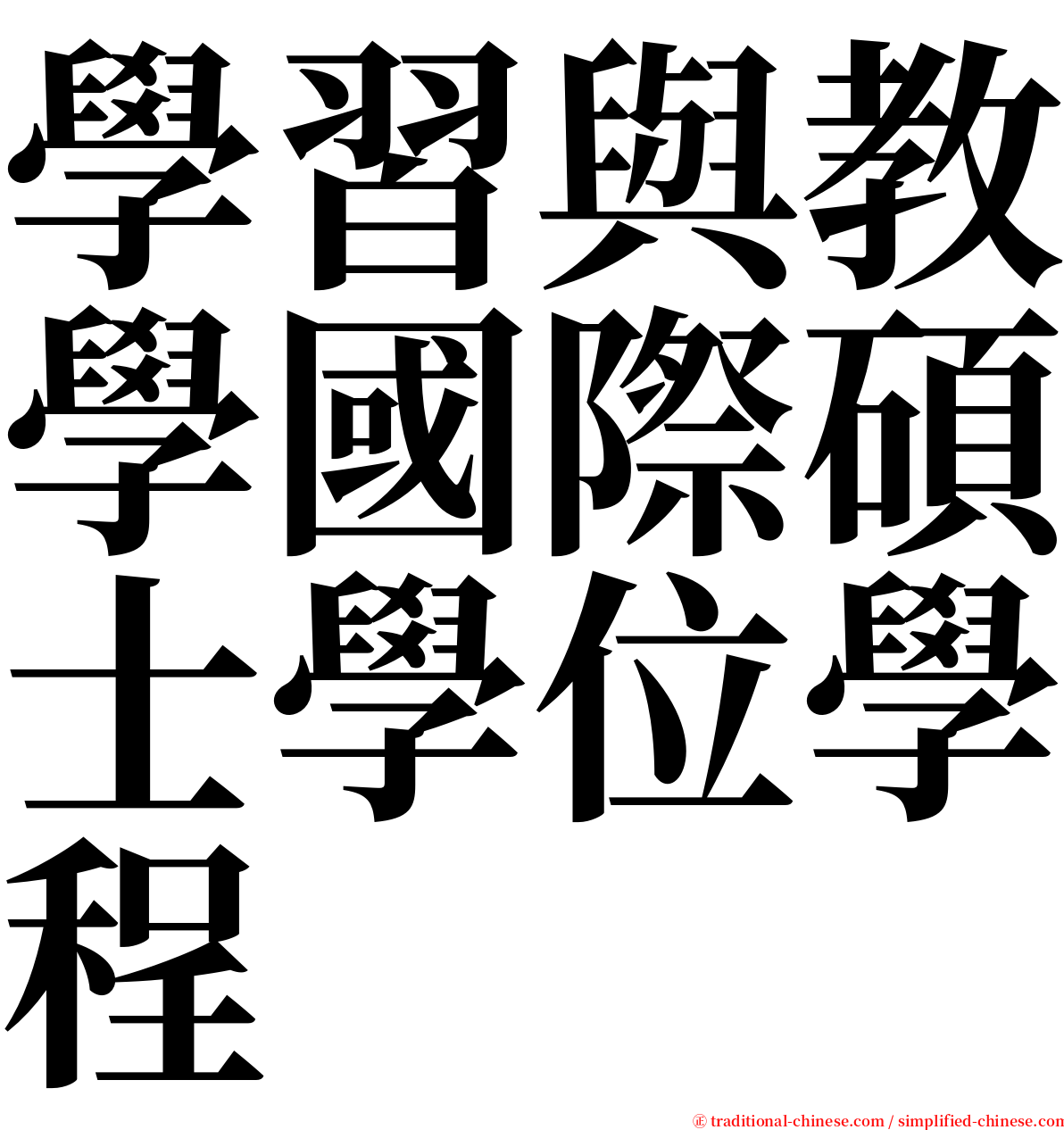 學習與教學國際碩士學位學程 serif font