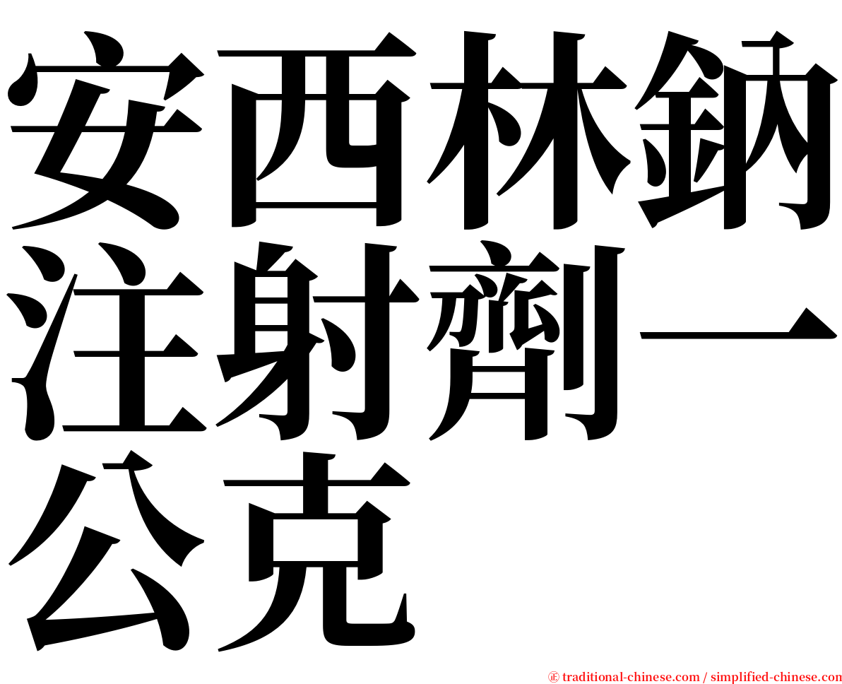 安西林鈉注射劑一公克 serif font