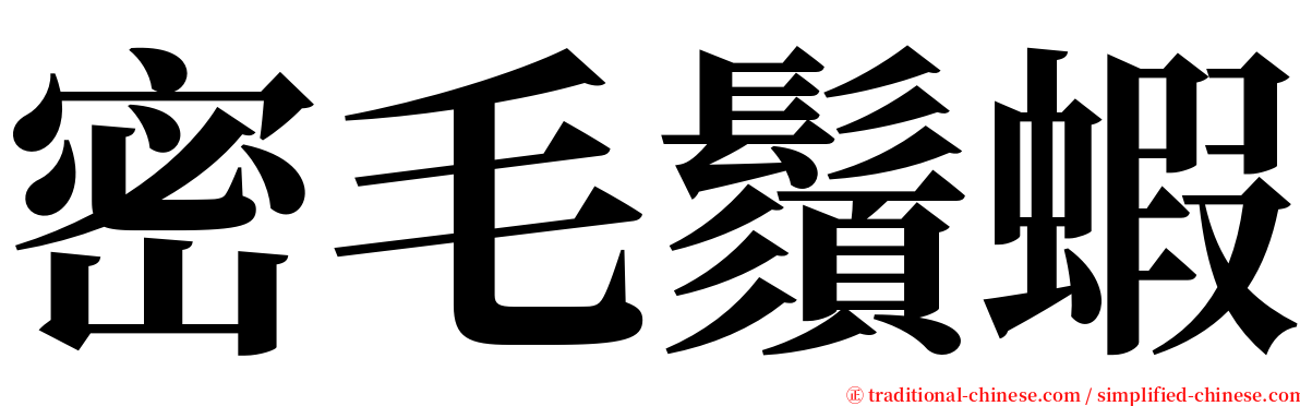 密毛鬚蝦 serif font