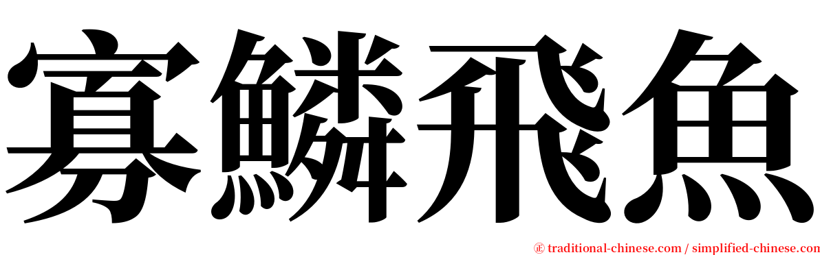 寡鱗飛魚 serif font