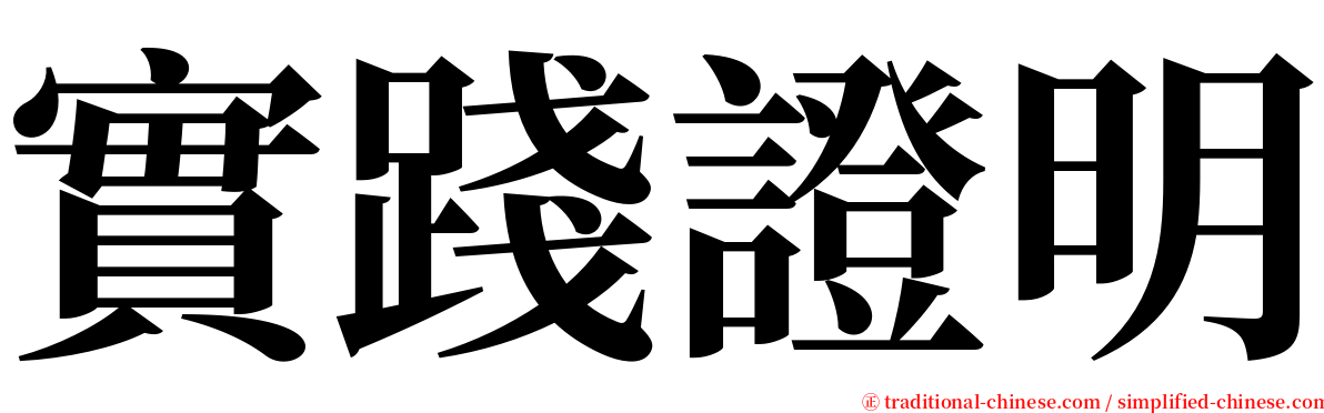 實踐證明 serif font