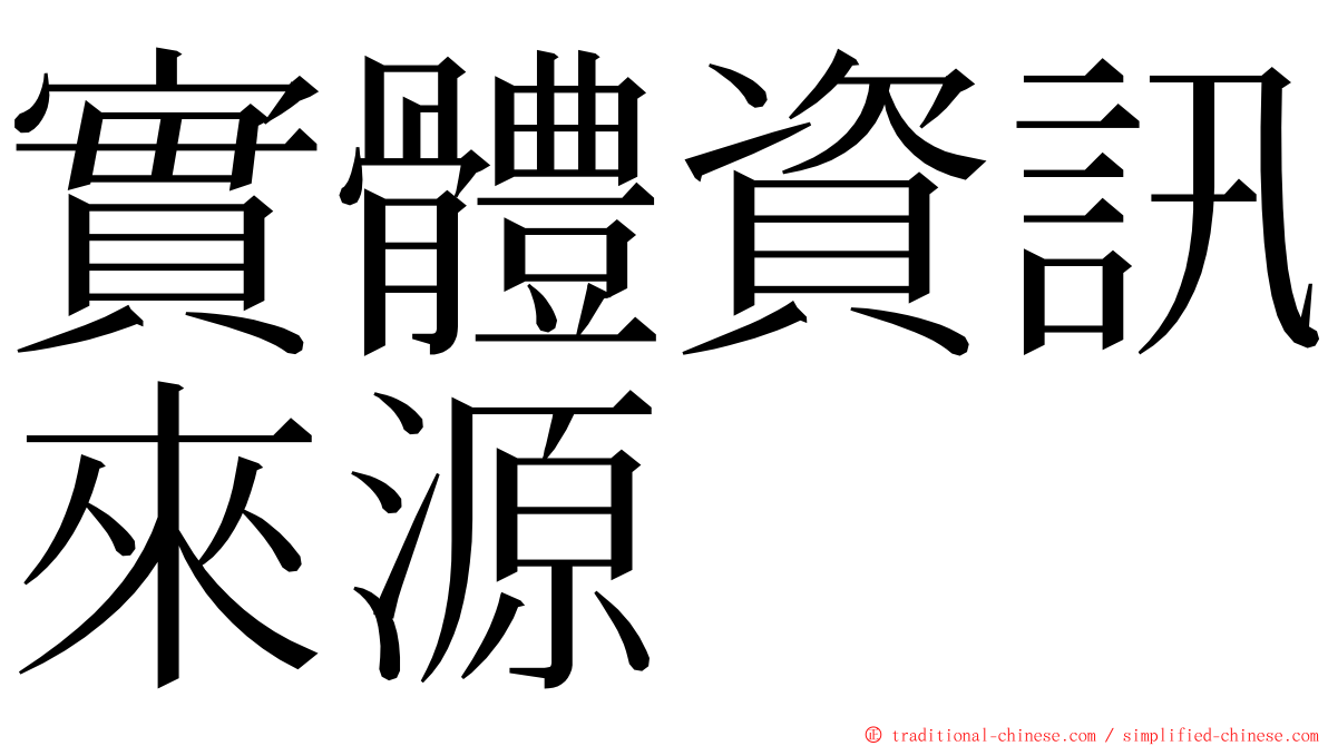 實體資訊來源 ming font