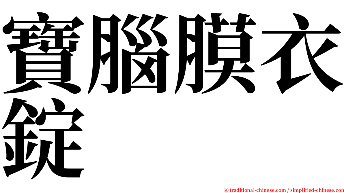 寶腦膜衣錠 serif font