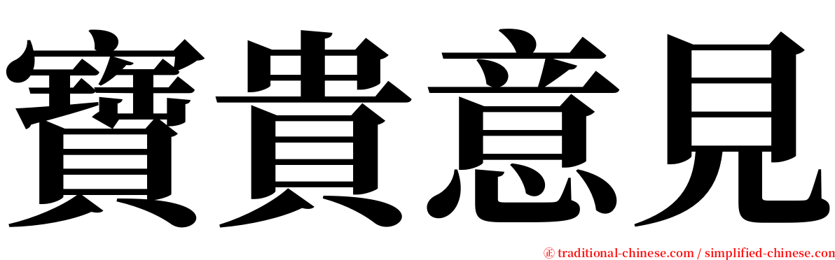 寶貴意見 serif font