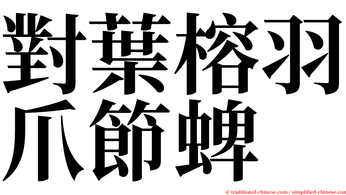 對葉榕羽爪節蜱 serif font