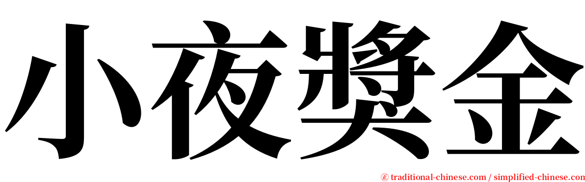 小夜獎金 serif font