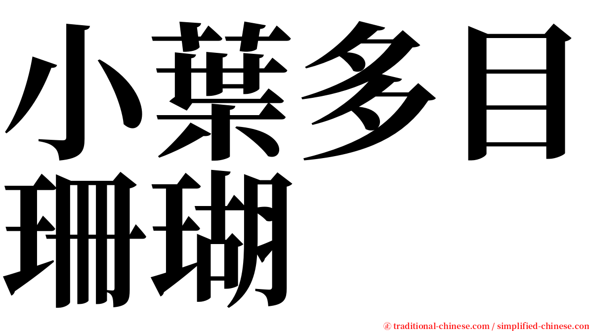 小葉多目珊瑚 serif font