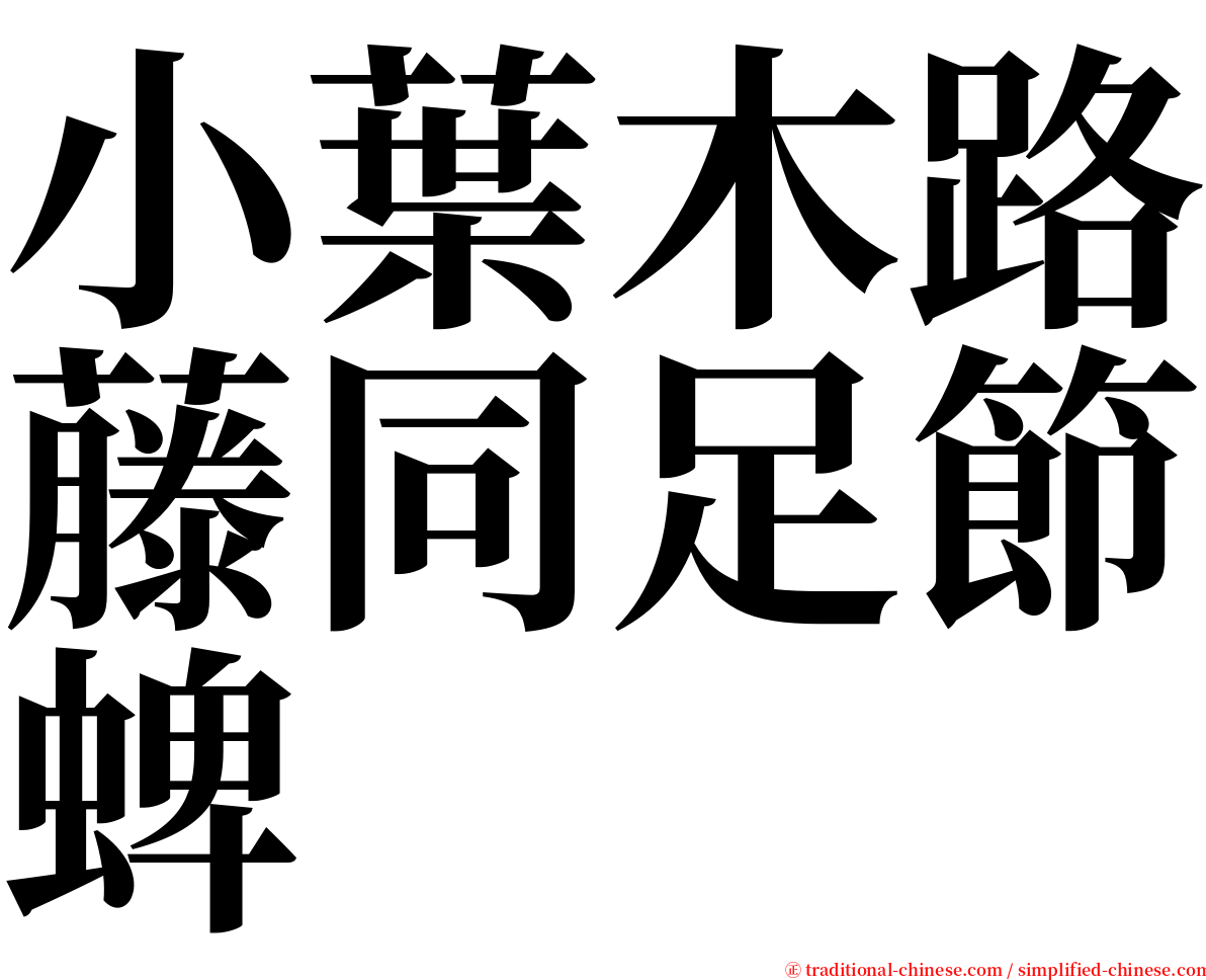 小葉木路藤同足節蜱 serif font