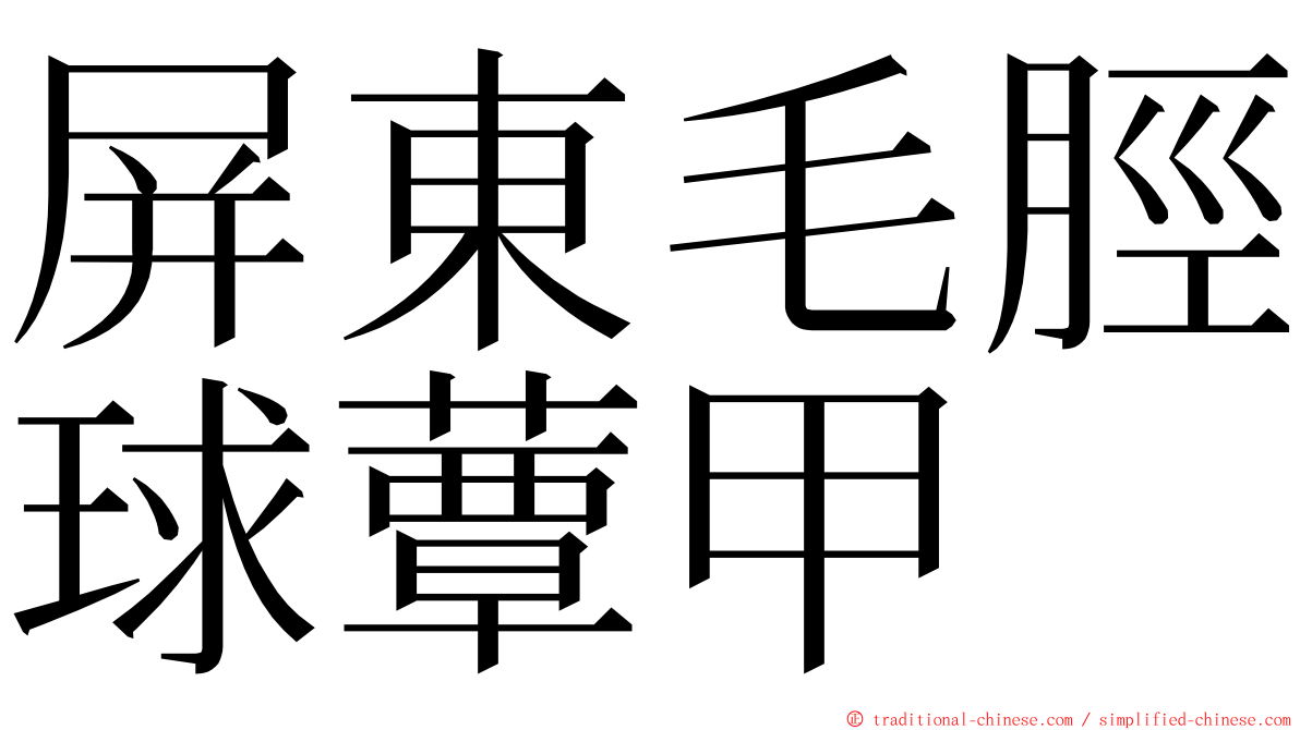 屏東毛脛球蕈甲 ming font