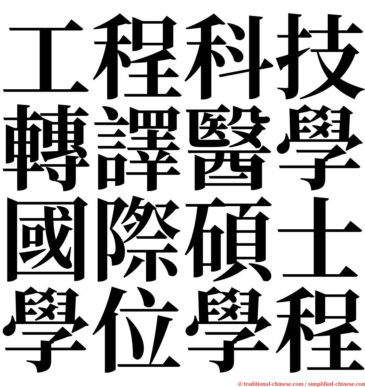 工程科技轉譯醫學國際碩士學位學程 serif font