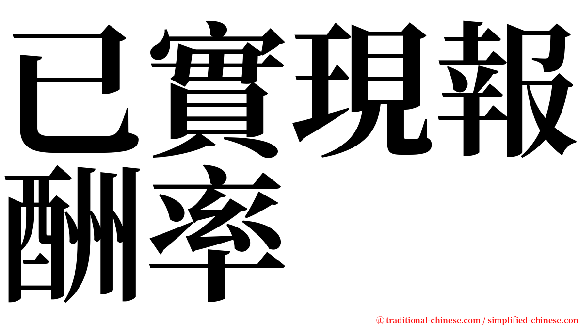 已實現報酬率 serif font