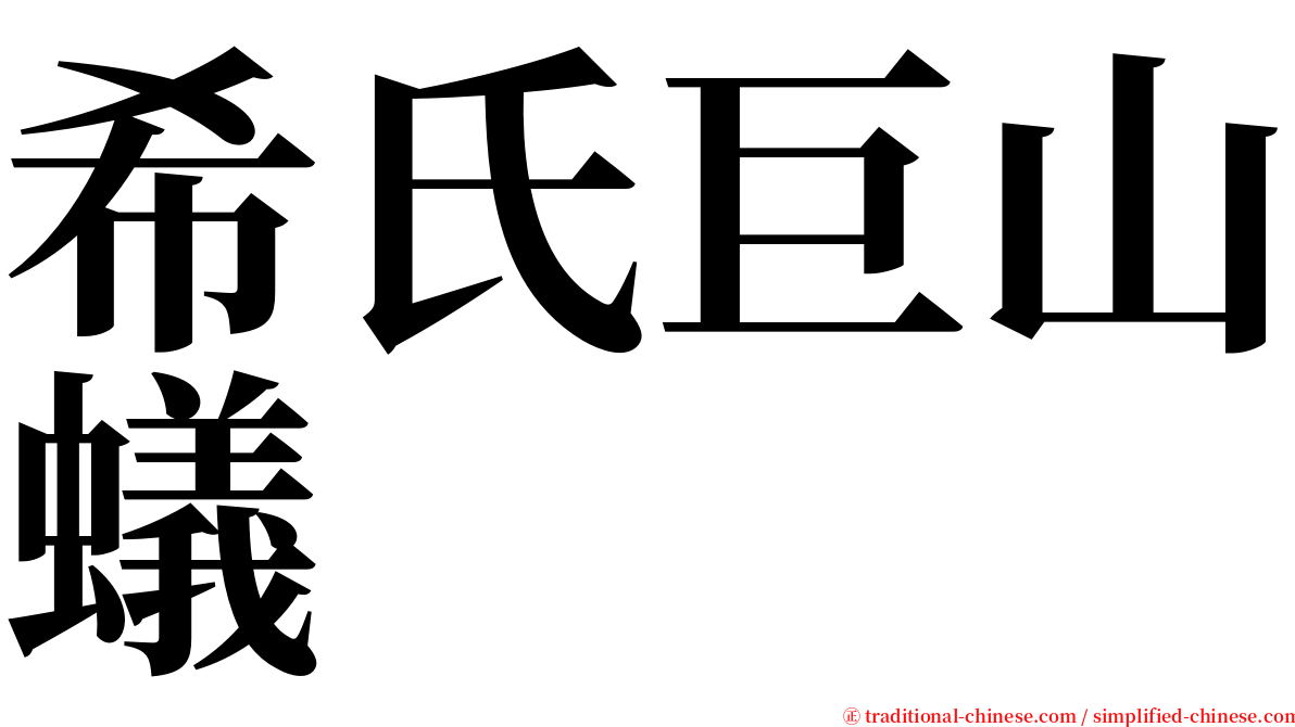 希氏巨山蟻 serif font