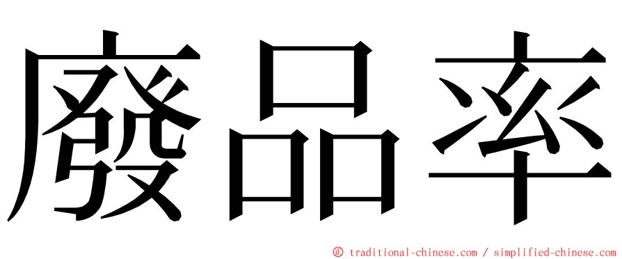 廢品率 ming font