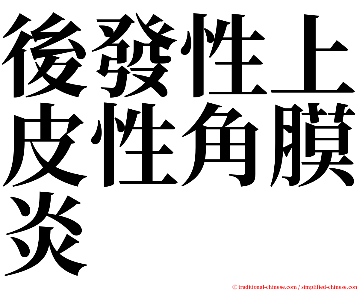 後發性上皮性角膜炎 serif font