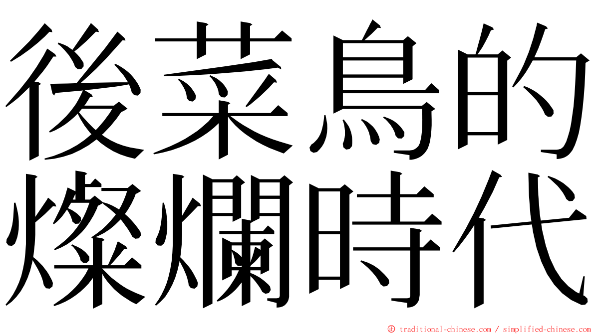 後菜鳥的燦爛時代 ming font