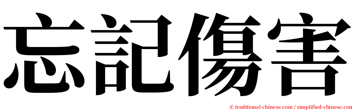 忘記傷害 serif font