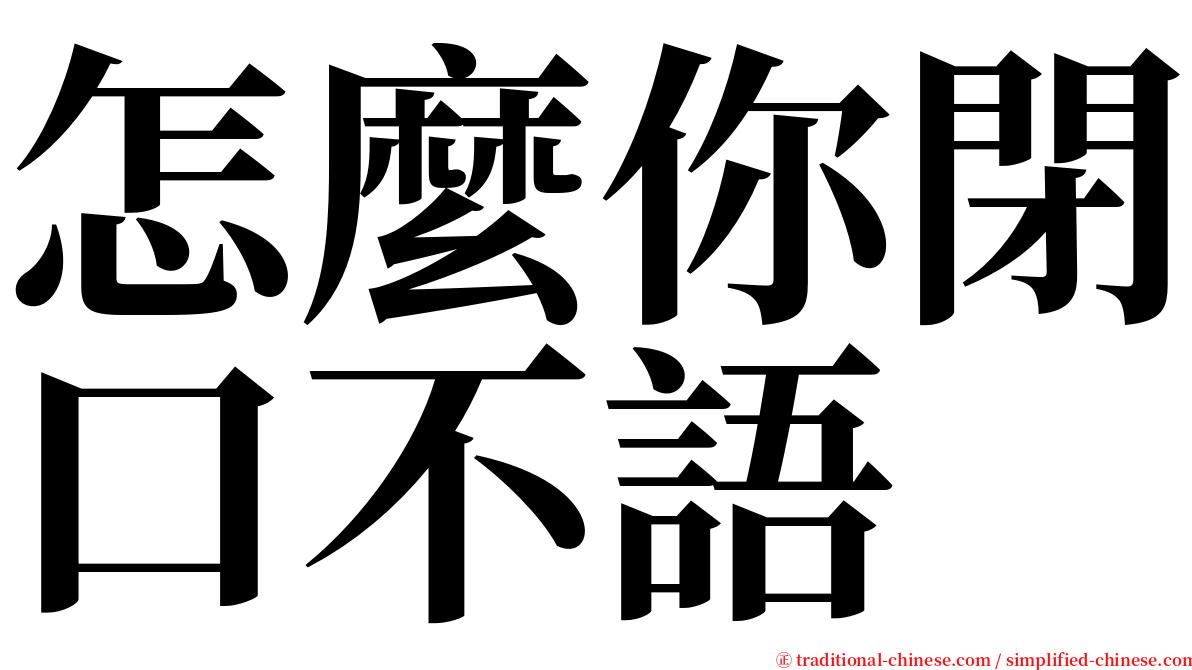 怎麼你閉口不語 serif font