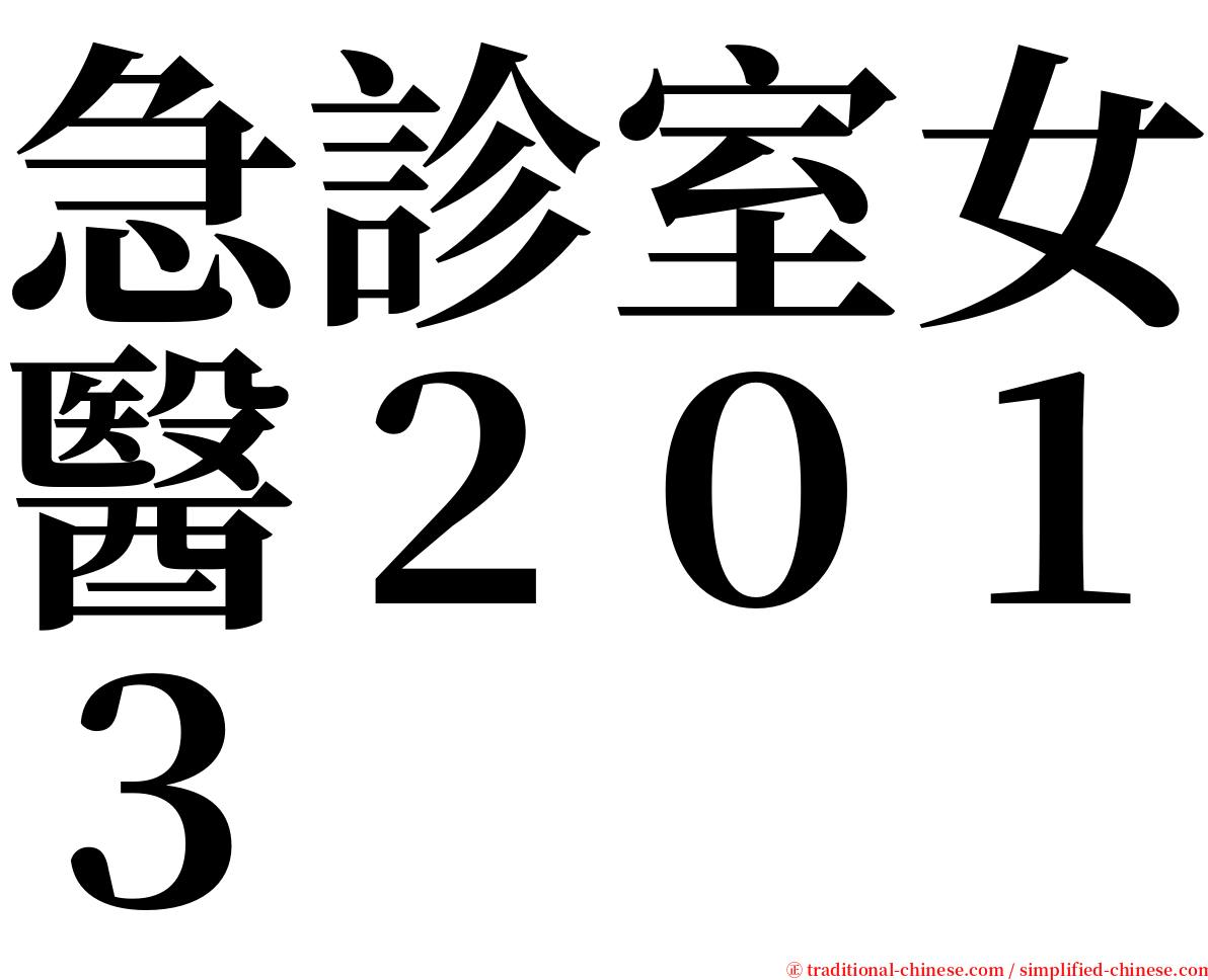 急診室女醫２０１３ serif font