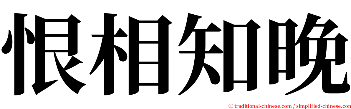 恨相知晚 serif font