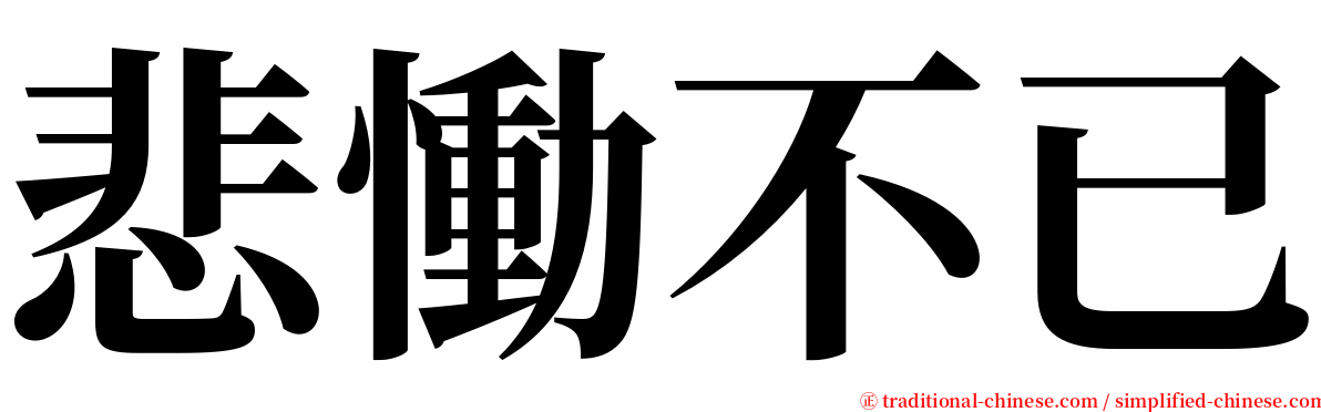 悲慟不已 serif font