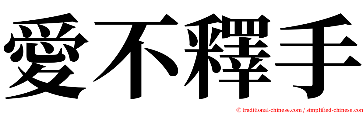 愛不釋手 serif font