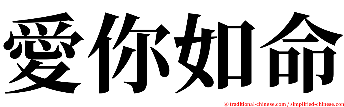 愛你如命 serif font