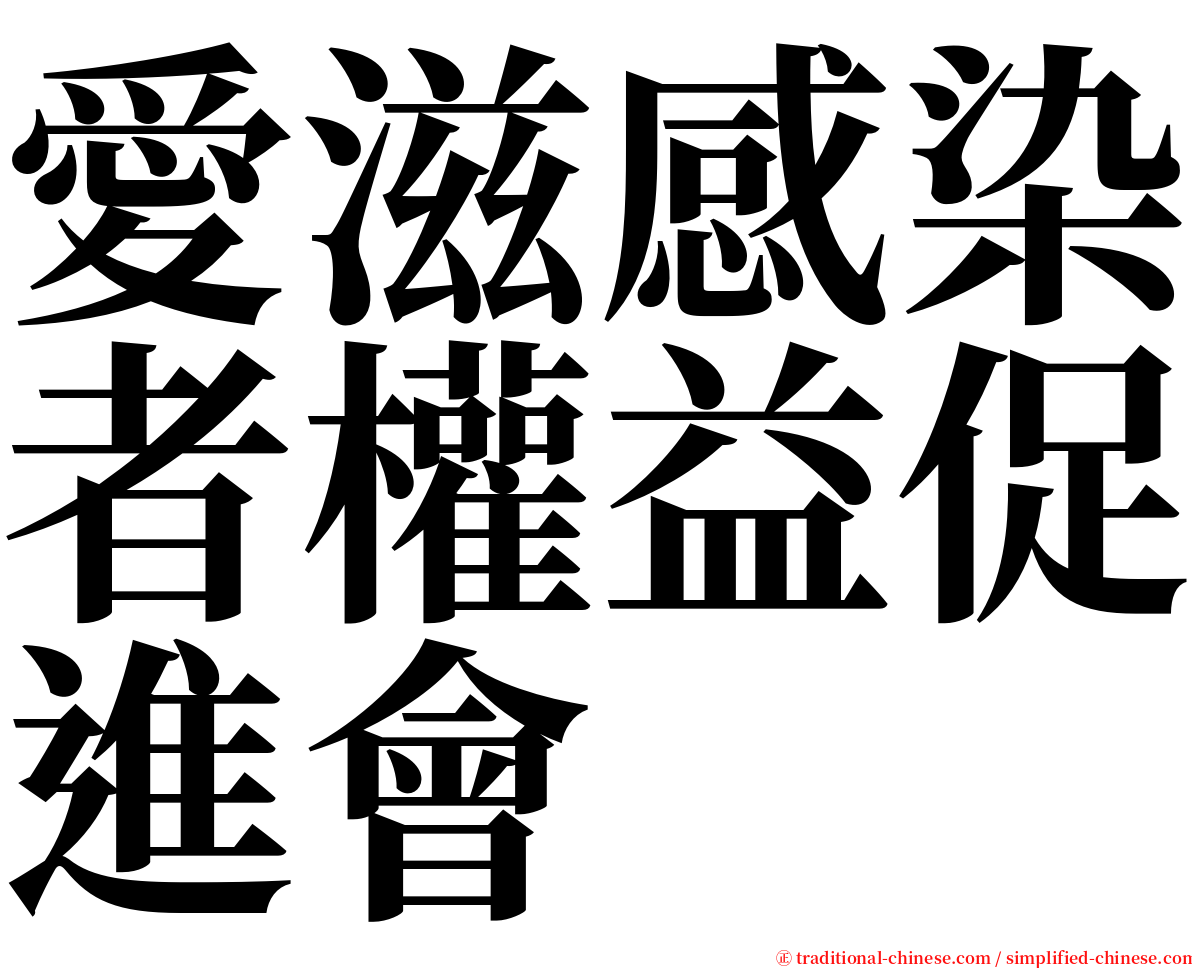 愛滋感染者權益促進會 serif font