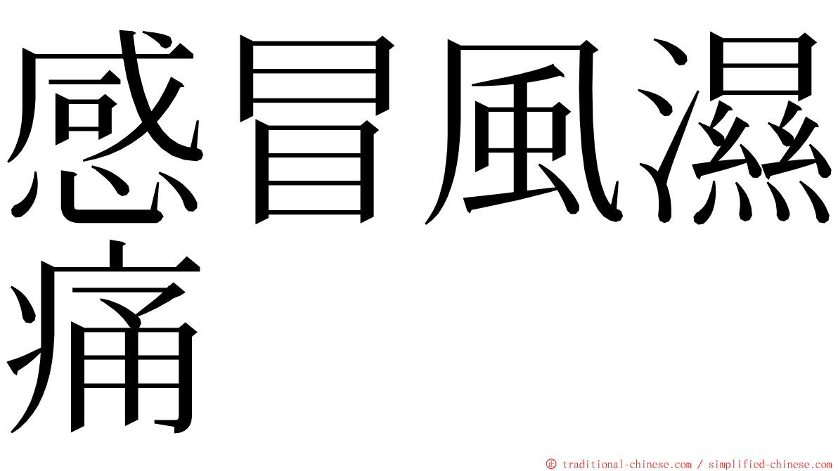 感冒風濕痛 ming font